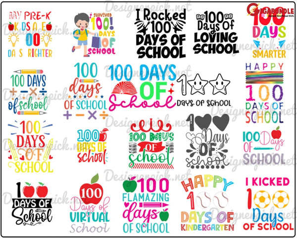 230+ Bundle 100 Days of School svg , Happy 100 Days Png, Back to schoo ...