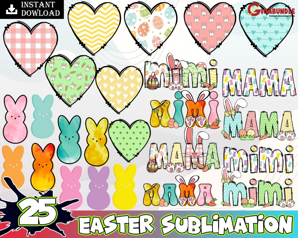 25 Easter Grandma Sublimation Png Designs Downloads Digital Design For Nana Gigi Mimi Easters Day