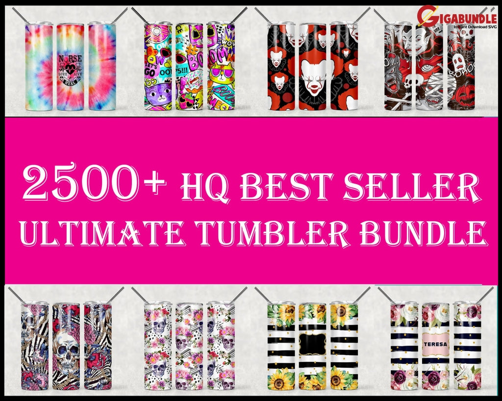 2500+ Hq Best Seller Ultimate Tumbler Bundle Bundle Design Sublimation 20Oz Skinny