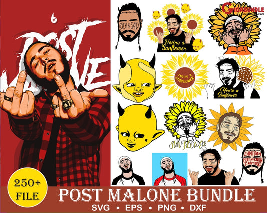 250+Post Malone Bundle Svg Png Dxf Eps