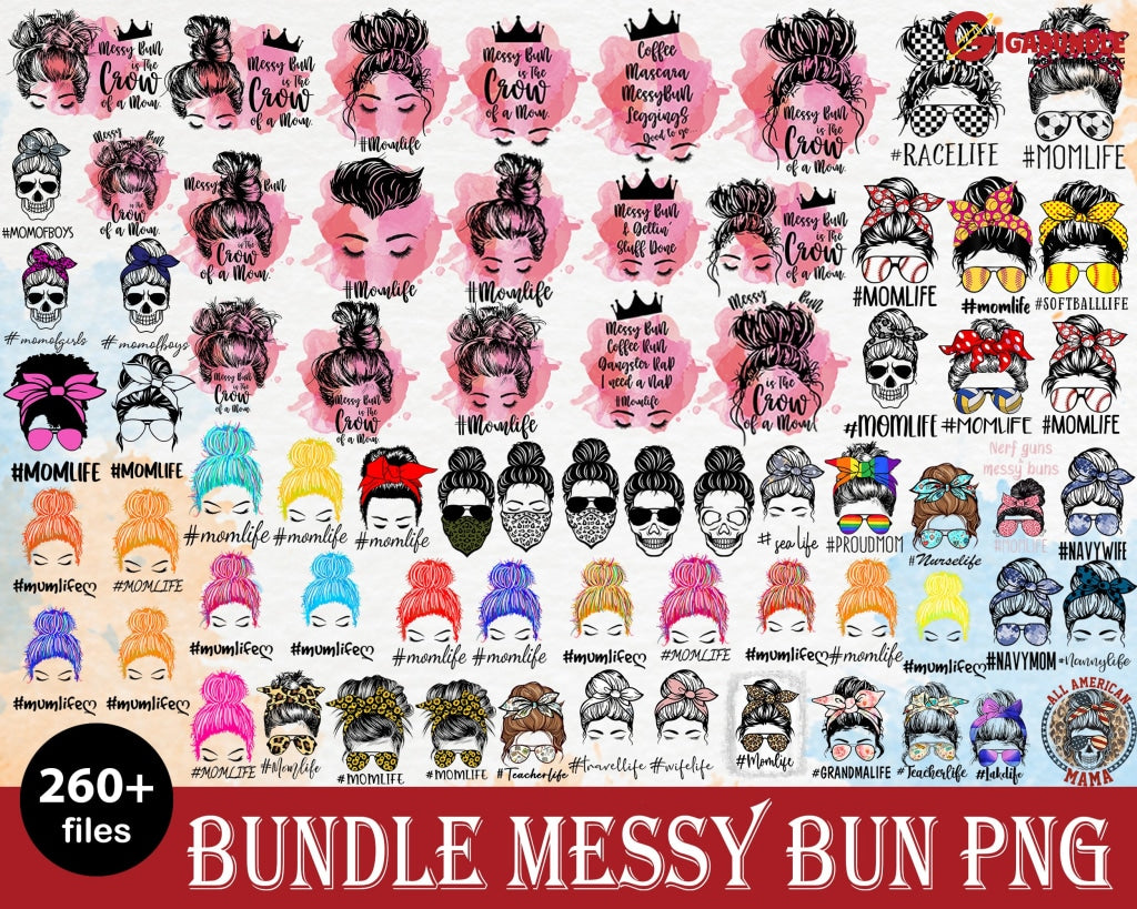 260+ Messy Bun bundle PNG files – Gigabundlesvg