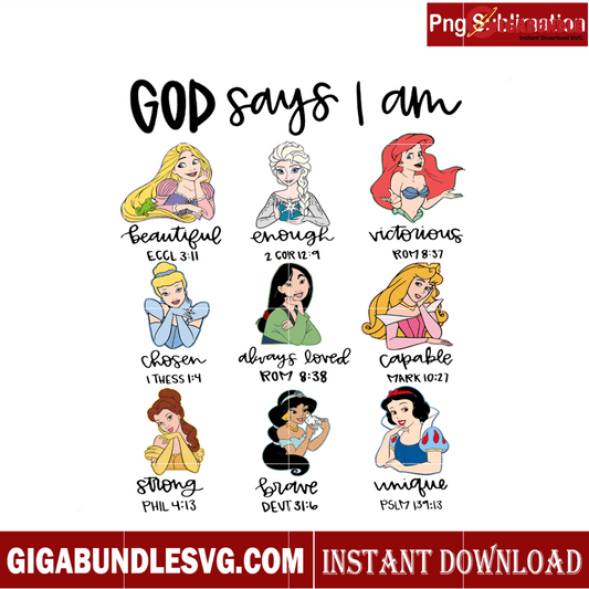 God Says I Am Beautiful Disney Princess PNG