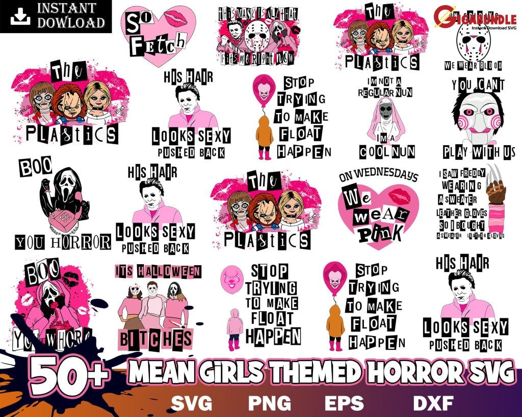 30+ Mean Girls Svg Bundle Horror Movies Png-Instant Download