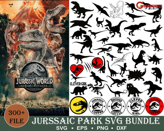 300+ Jurassic Park Bundle Svg Png Dxf Eps