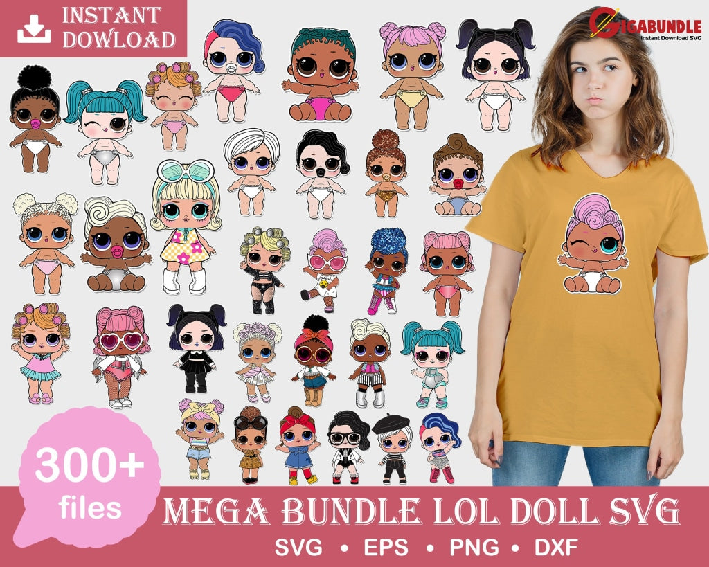 300+ Mega Bundle Lol Doll Svg Png Dxf Eps