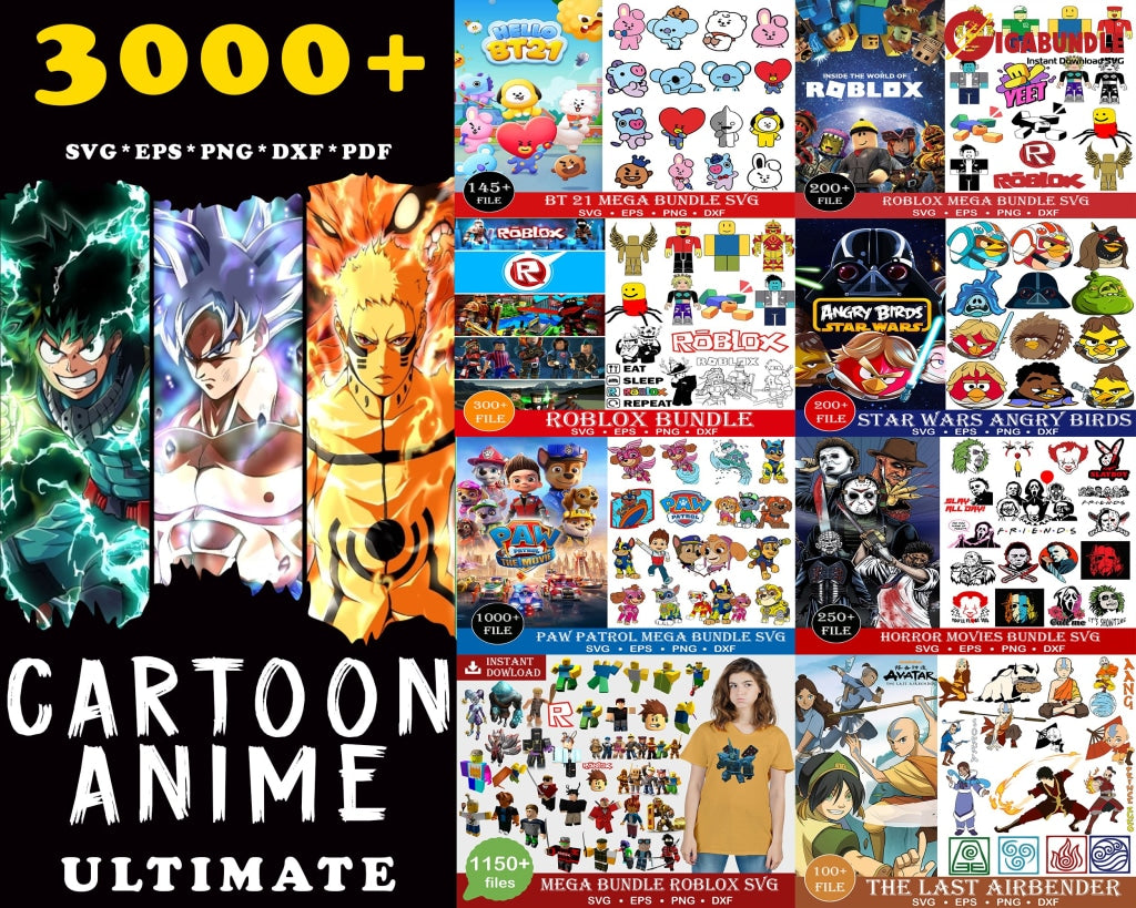 3000+ Ultimate Anime Bundle Svg Png Dxf Eps