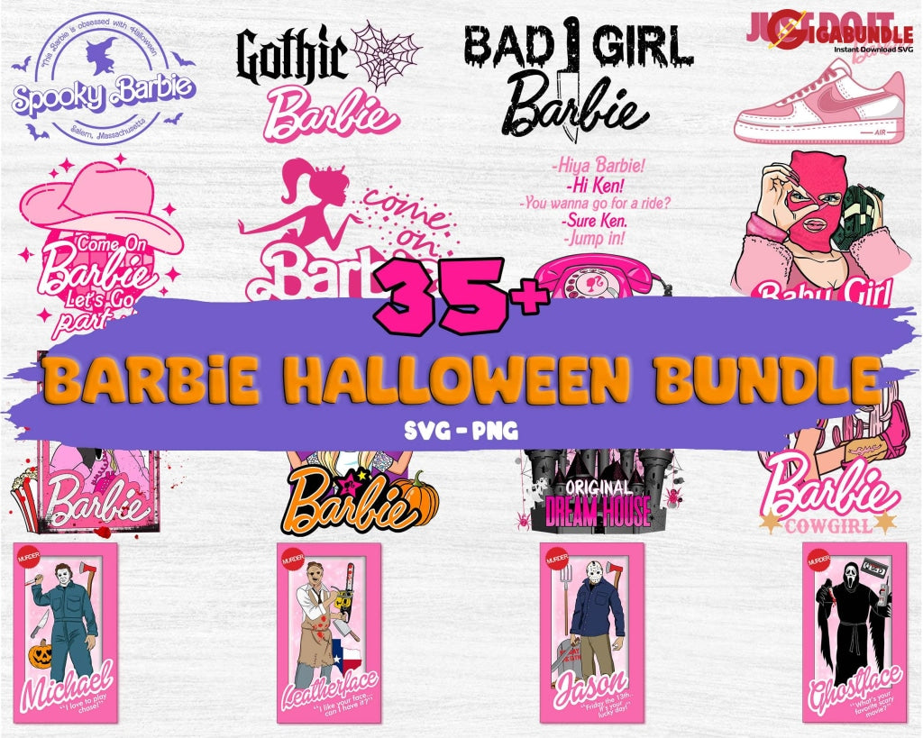 35+ Barbie Halloween Png Bundle Barb Come On Lets Go Party Trick Or Treat Spooky Movie 2023