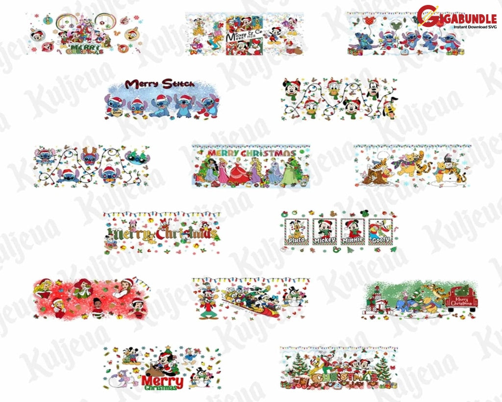 35 Christmas Cartoon Movie 16Oz Glass Wrap Design Bundle Instant Download