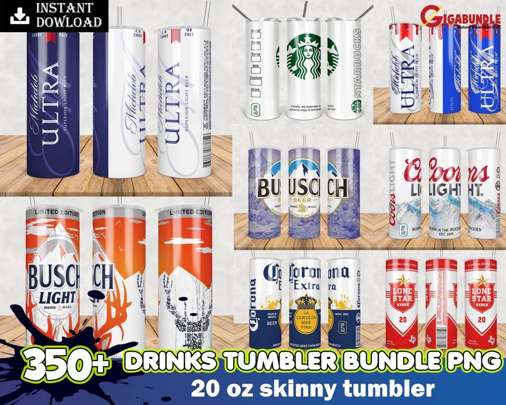 350+ New Drink Design Coming In Two Shapes: Skinny & Straight Bundle Png Digital Download Template