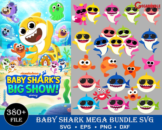380+ Baby Shark Bundle Svg Png Dxf Eps
