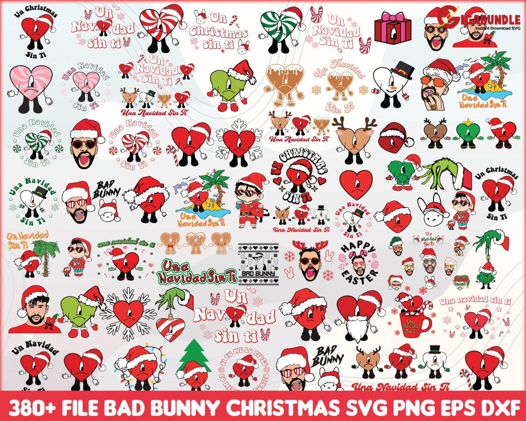 380+ Bad Bunny Svg Bundle Una Navidad Sin Ti Svg Png Christmas Digital Download