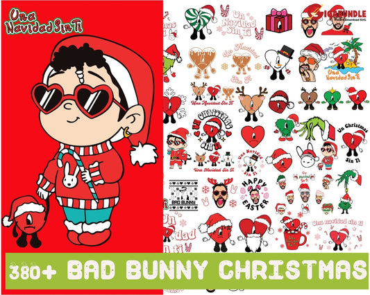 380+ Bad Bunny Svg Bundle Una Navidad Sin Ti Svg Png Christmas Digital Download