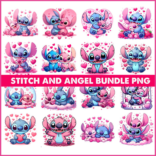 Stitch And Angel Bundle Png, Valentine Png