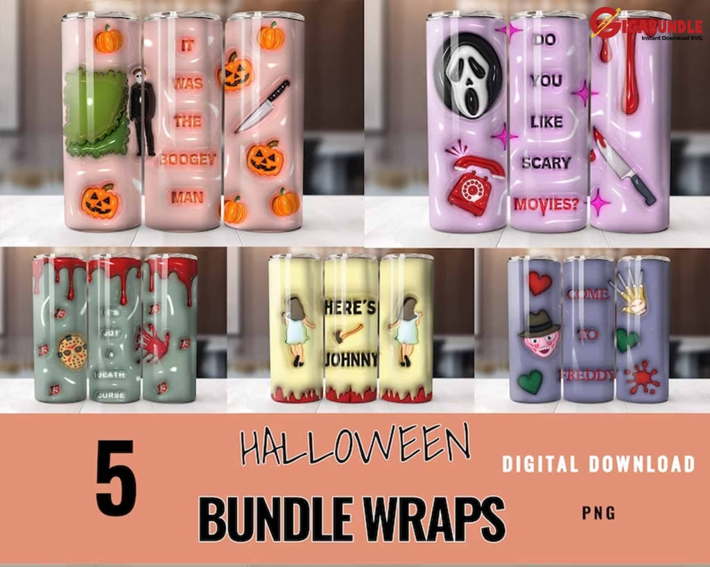 3D Inflated Tumbler Wraps Halloween Png 300 Dpi Puff Bundle Pack Gifts For Her