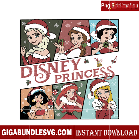 Disney Princess Retro Christmas PNG