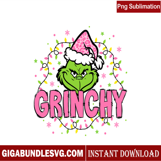 Grinchy Pink Christmas PNG