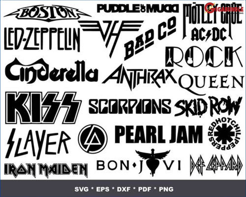 400+ Rock band logo bundle svg, png, dxf, eps – Gigabundlesvg