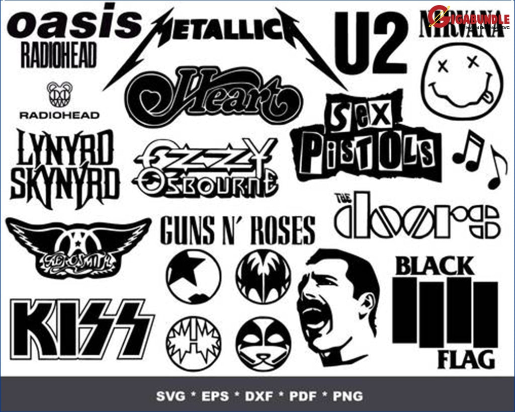 400+ Rock band logo bundle svg, png, dxf, eps – Gigabundlesvg