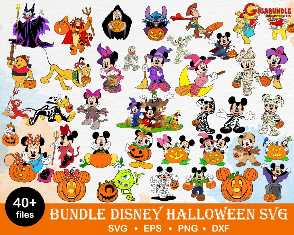 40+Disney Halloween Bundle Svg Png Dxf Eps