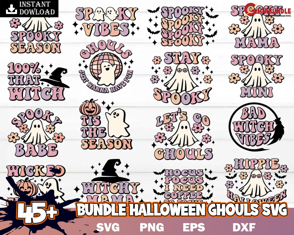 45+ Bundle Halloween Ghouls Png-Ghost People Year Round Cool Ghost | Retro Sublimations Png Designs