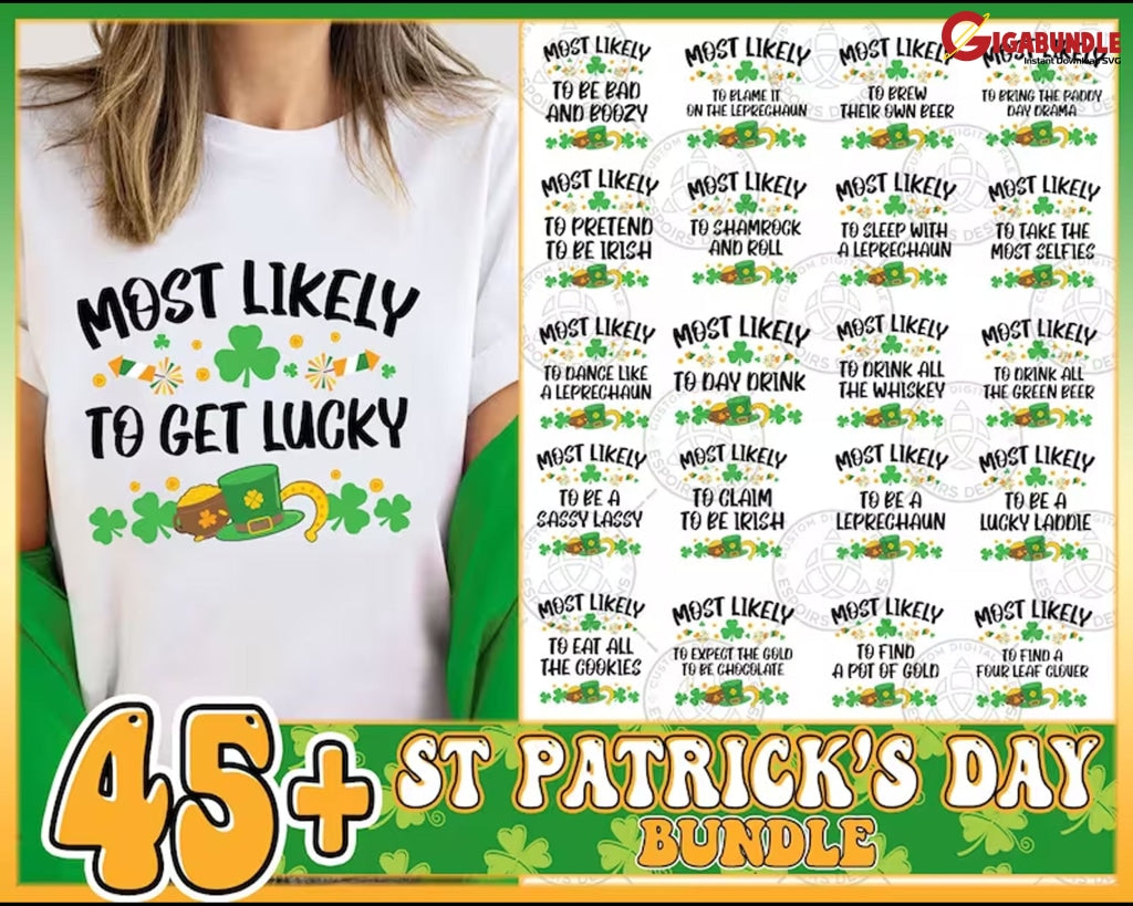 45+ St. Patricks Day Png Bundle Most Likely To Patrick Png Funny Family Digital Download