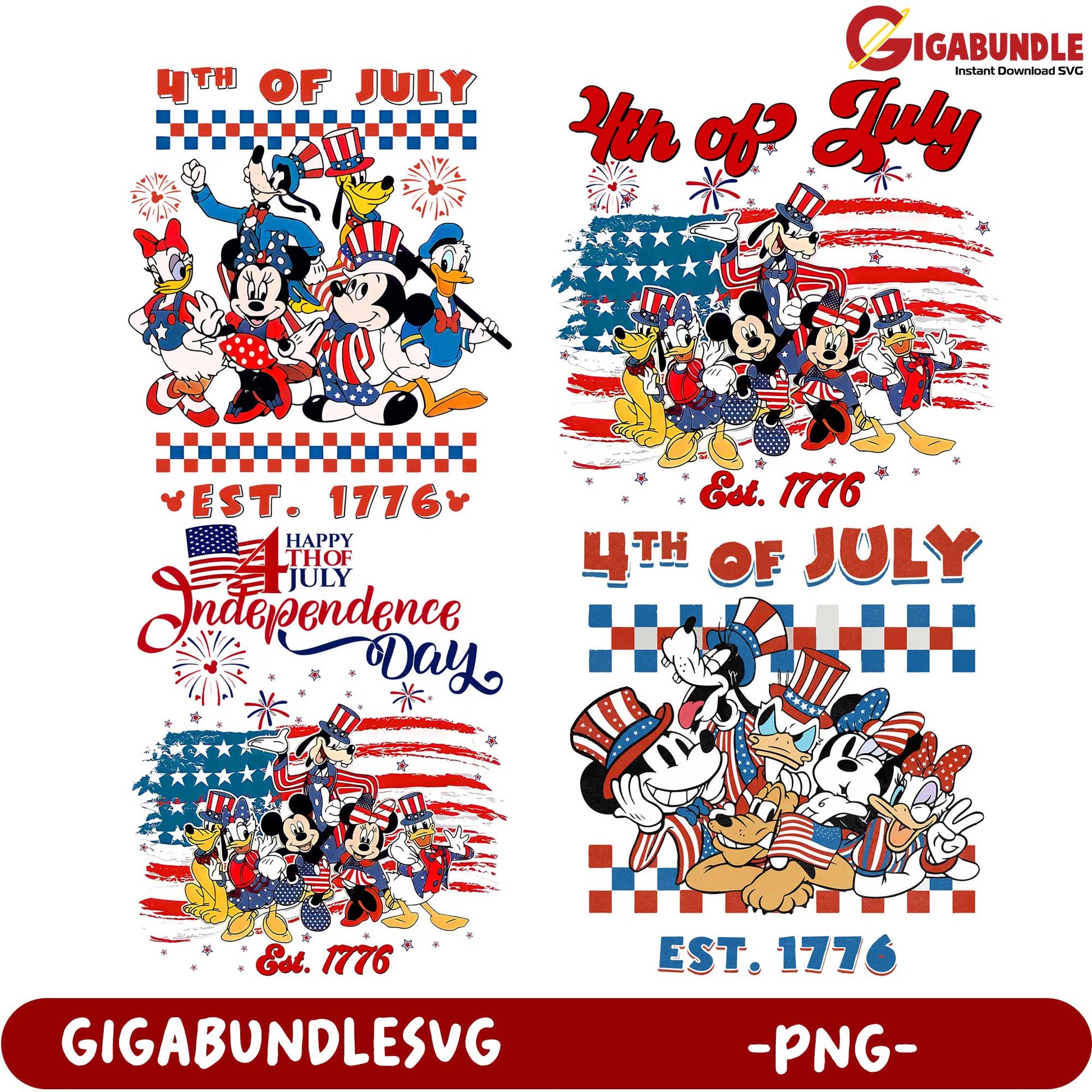 4th of July Disney Bundle - PNG Designs for Independence Day