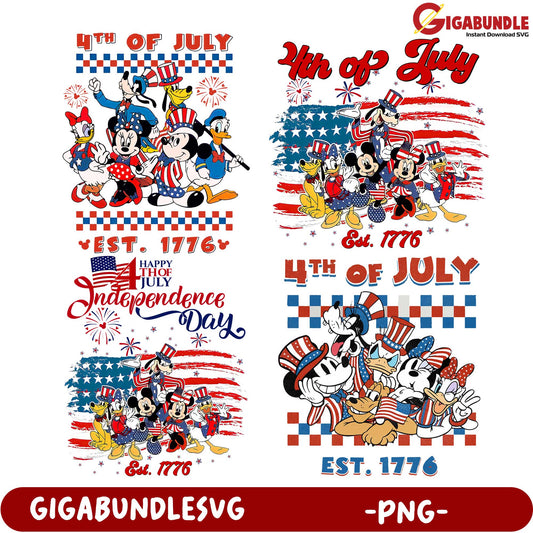 4th of July Disney Bundle - PNG Designs for Independence Day