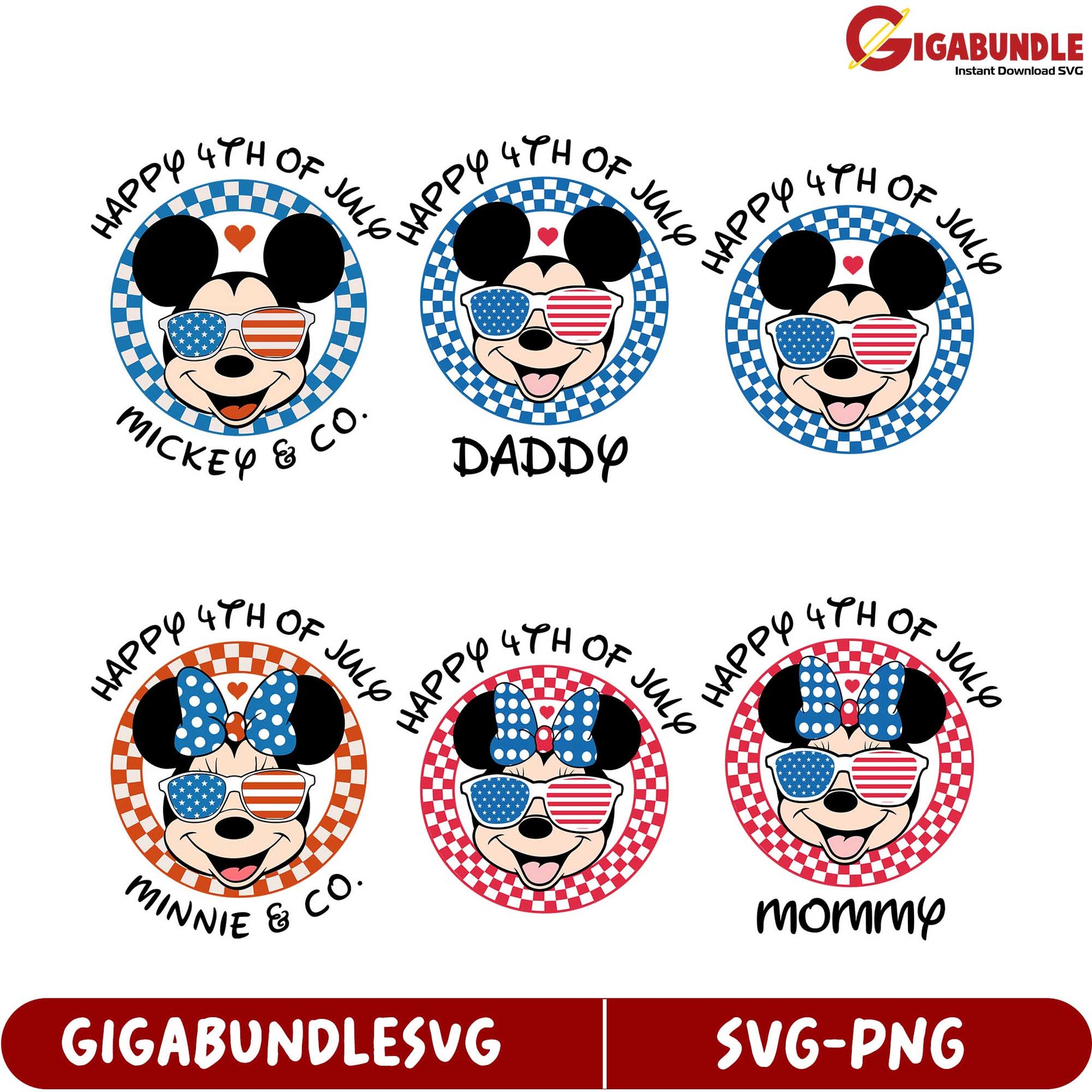 4th of July SVG Bundle - Mickey and Minnie Designs for Family