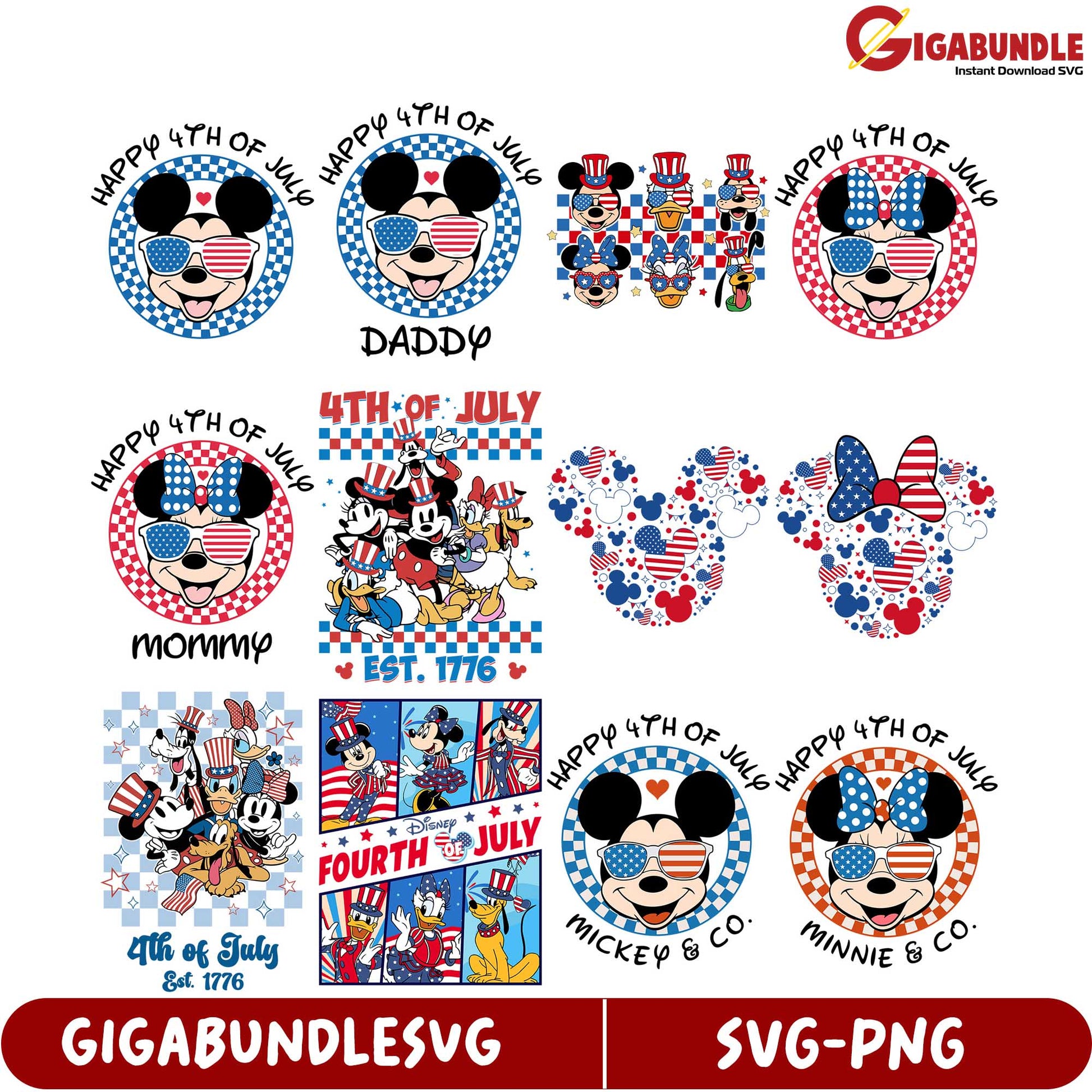 4th of July SVG Bundle – Mickey & Minnie Celebration Designs
