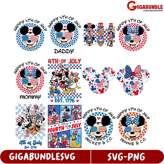 4th of July SVG Bundle – Mickey & Minnie Celebration Designs
