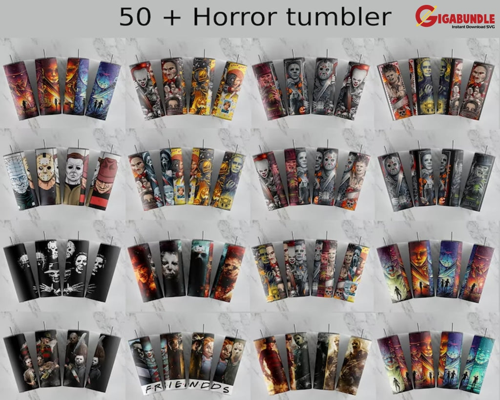 50+ Designs Horror Tumbler Wraps For 20 Oz Sublimation Bundle Halloween Tumbler Characters Wrap Easy