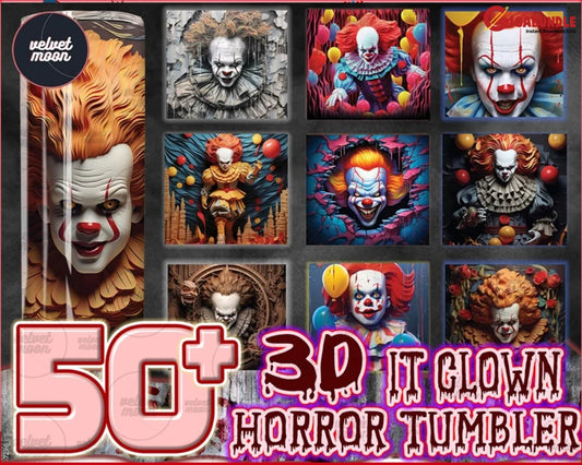 50+ New Files Of 3D Movie Clown 20 Oz Skinny Tumbler Design Trendy Styles Of Horror Bundle Hot Wrap