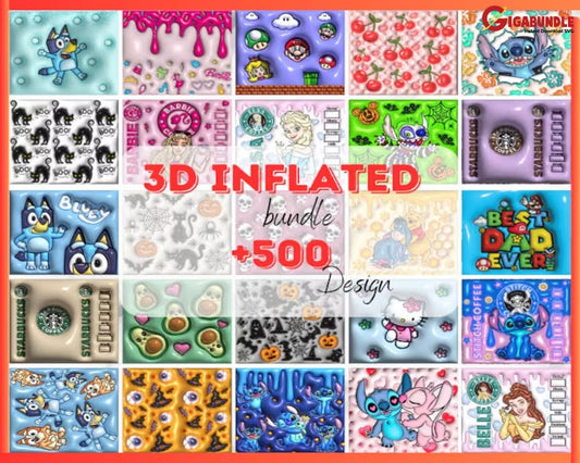 500+ Designs Of 3D Tumbler Sublimation Design Bundle With Inflated Style