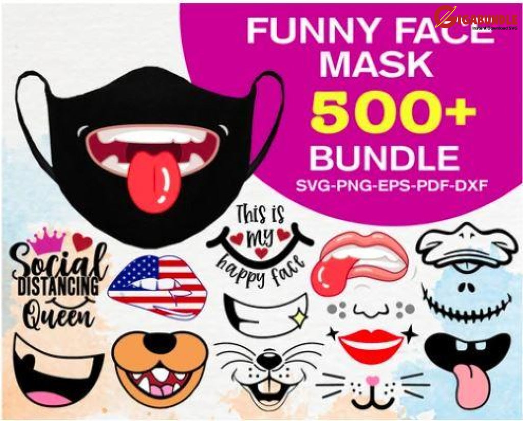 500+ Funny Masks Bundle Svg Png Dxf Eps