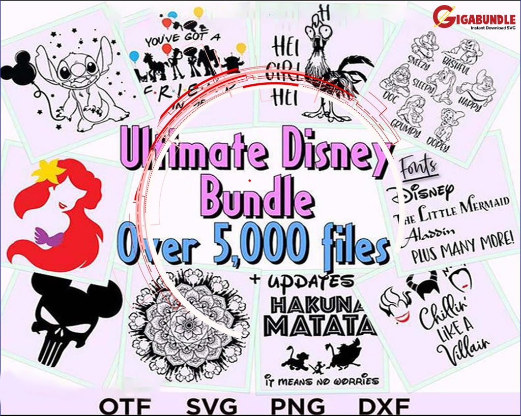 5000+Ultimate Disney Bundle Svg Png Dxf Eps