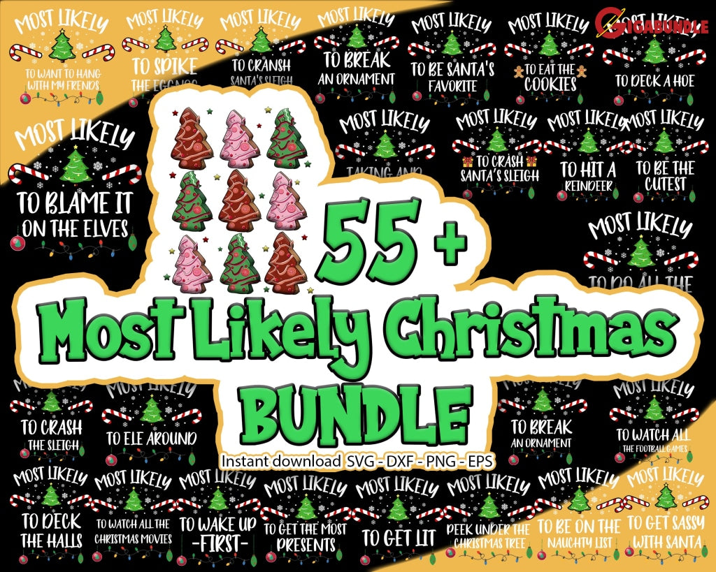 55+ Christmas Png Bundle Funny Most Likely To Family Digital Download