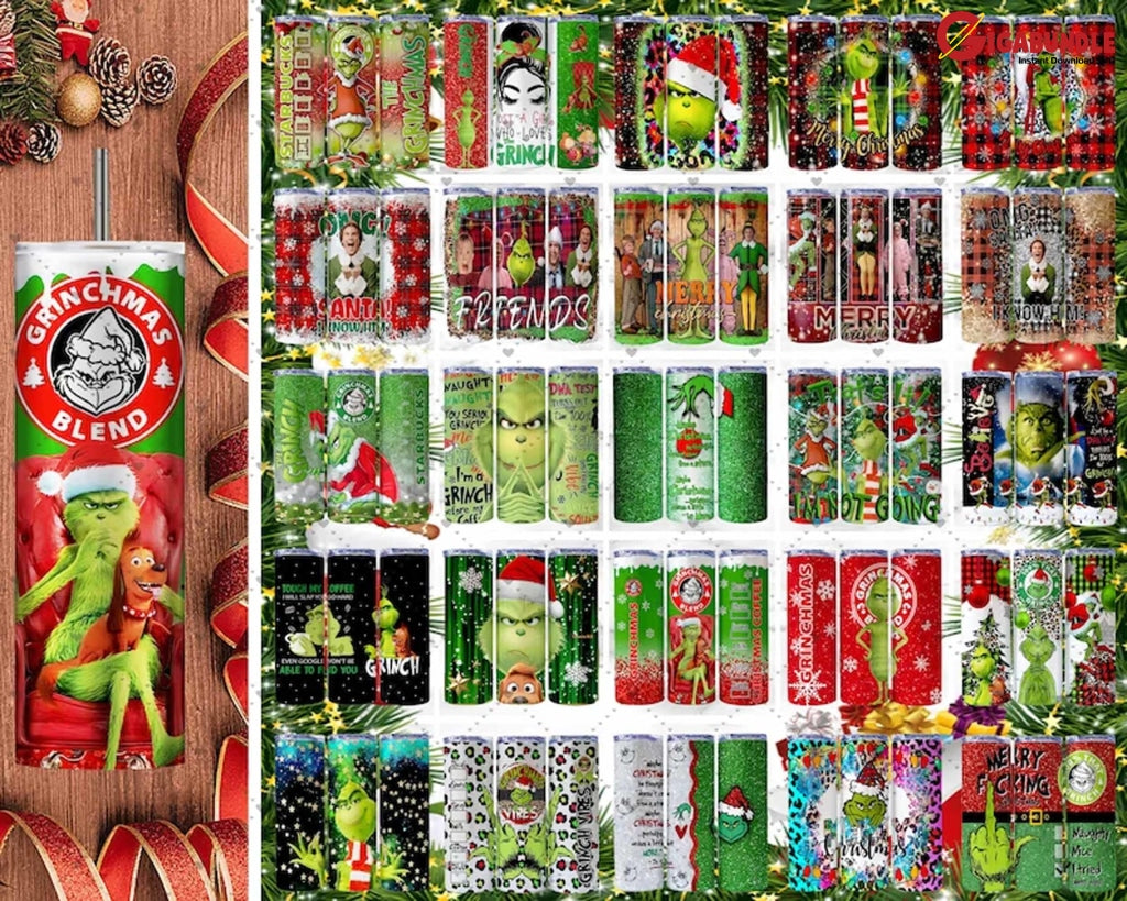 55 Christmas Tumbler Sublimation Designs 20Oz Skinny Bundle Wrap