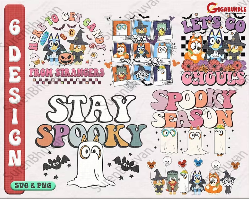 6 Bluey Halloween Png And Bingo Shirt Trick Or Treat Bluey-Instant Download