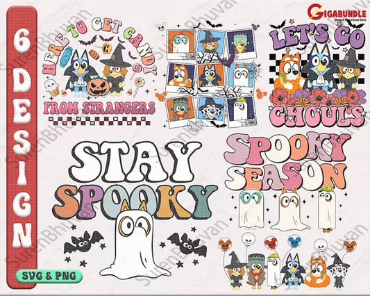 6 Bluey Halloween Png And Bingo Shirt Trick Or Treat Bluey-Instant Download