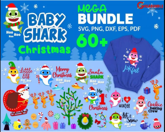 60+ Baby Shark Christmas Bundle Svg Png Dxf Eps