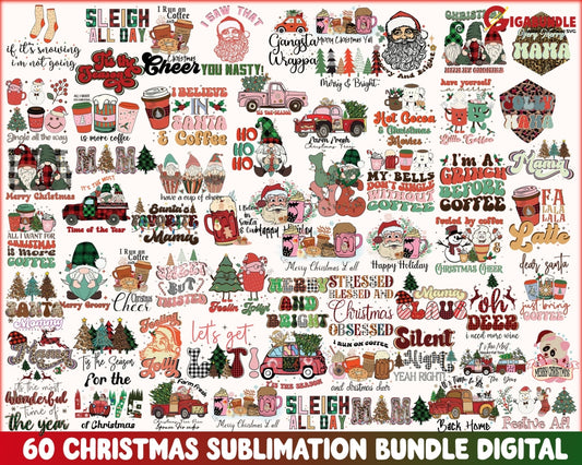 60+ Bundle Retro Christmas Sublimation Png Tshirt Cowboy Santa Svg Png Tis The Season