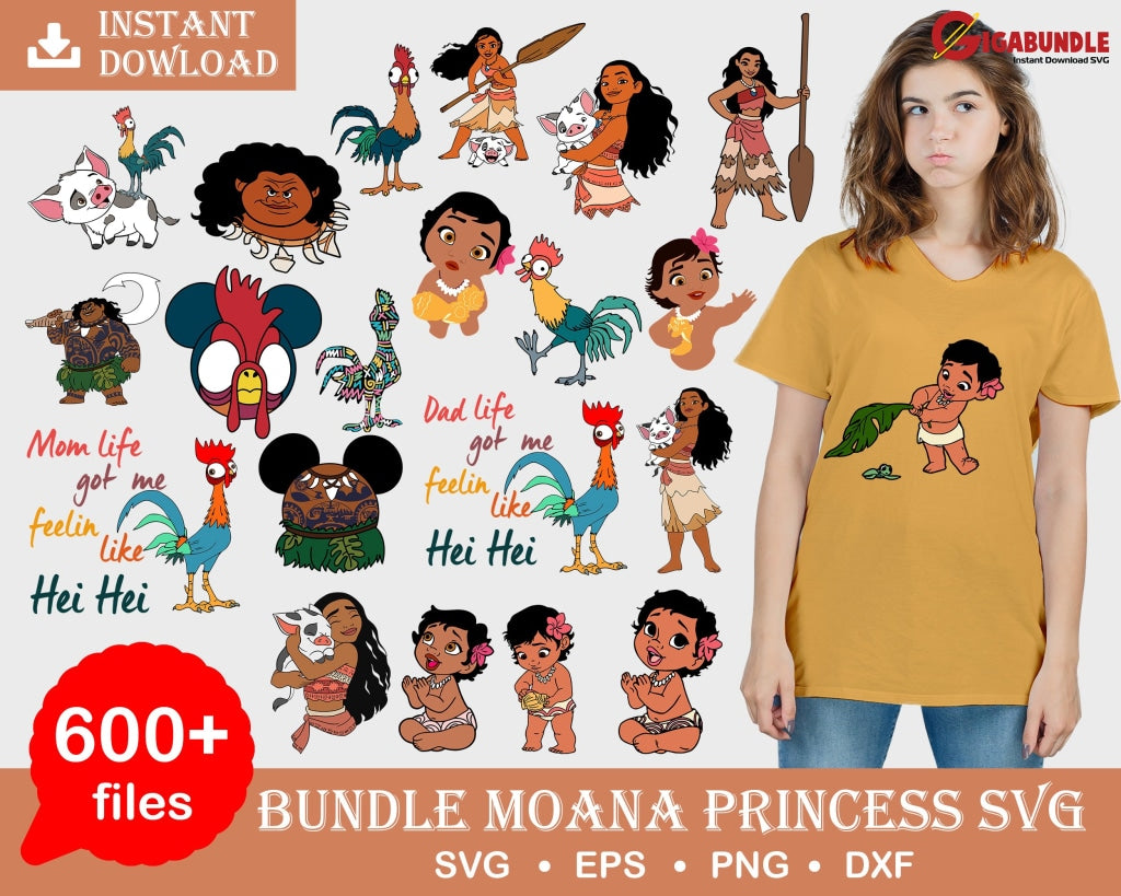 600+ Bundle Moana Princess Bundle Svg Png Dxf Eps