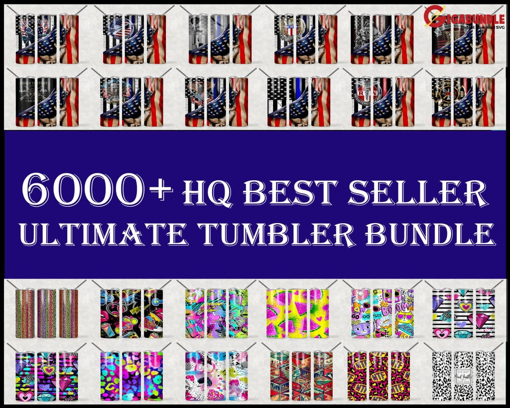 6000+Hq Best Seller Ultimate Tumbler Designs 20Oz Skinny Straight & Tapered Bundle Full Wrap Png