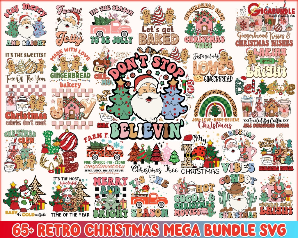 65+ Retro Christmas Svg Bundle Svg Png Shirt Merry Cricut Sublimation Crm02112205