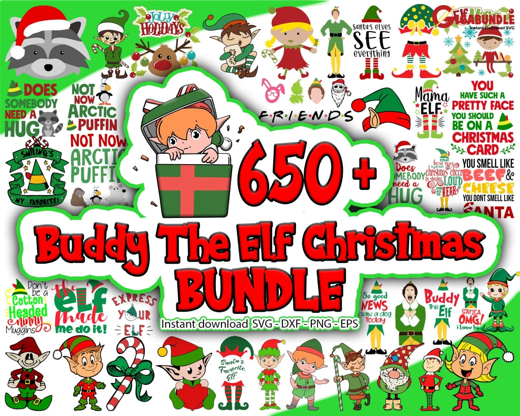 650+ Bundle Buddy The Elf Christmas Svg Png Dxf Eps Holiday Movie Files For Greeting Cards Tshirts