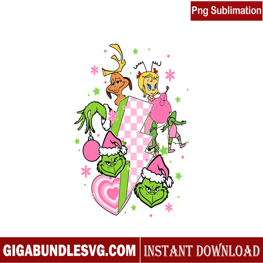 Cute Pink Grinchmas PNG