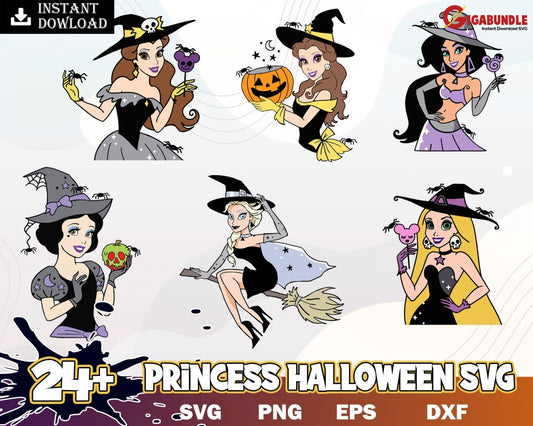 New Princess Disney Halloween Bundle Svg-Instant Download