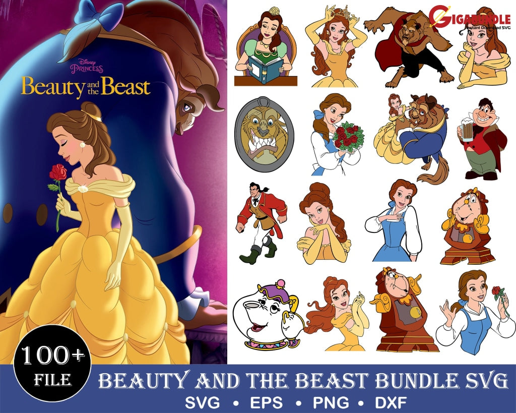 70+ Beauty And Thebeast Bundle Svg Png Dxf Eps