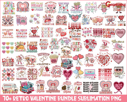 70+ Retro Valentine Sublimation Bundle Valentines Day Png Png Be My Funny