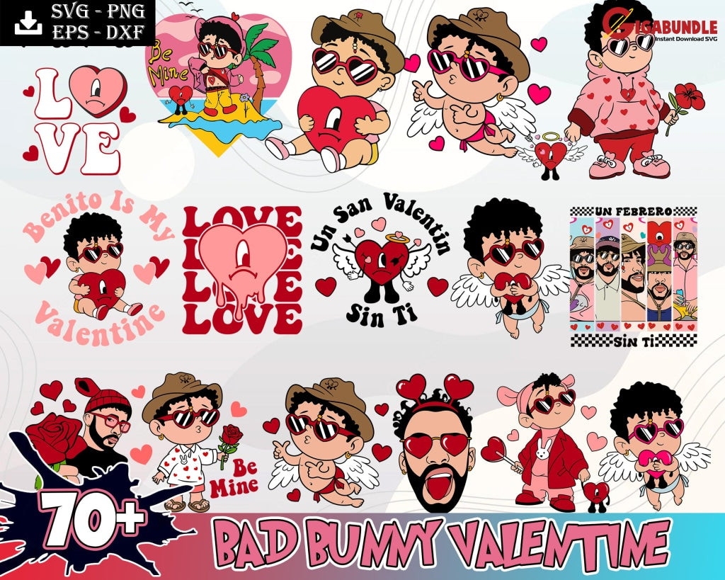 70+ Valentine Bad Bunny Svg Valentines Svg Benito Un San Valentin Sin Ti Png Candy Heart Digital